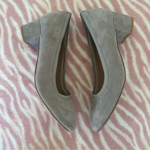 Vionic Olympia Natalie Pumps Suede Leather Gray Block Heel 8.5
